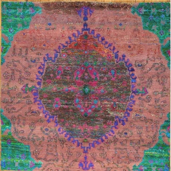 Pasargad Home Sari Silk 70" x 71" Sari Silk Fabric Area Rug in Multi-Color