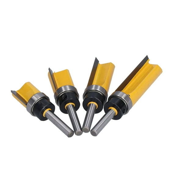 Straight Bits, Flush Trim Router Bit 1/4in Shank 4Pcs Carbide Woodworking For Plywood For Wood For Light Work For Carpenter