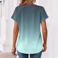 thumbnail image 5 of Qwertyu Summer Blouses for Women Summer Short Sleeve Work Shirts Dressy Casual V Neck Print Tops Cyan 2XL, 5 of 7
