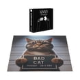 thumbnail image 4 of Ambesonne Cat Jigsaw Puzzle Durable Cardboard, Whimsical Bad Kitty Mug Shot, 1000 pcs, Umber and Pale Blue Grey, 4 of 6