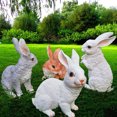 thumbnail image 4 of 1Pcs Realistic Appearance Fade-resistant DIY Craft Rabbit Statue Resin Garden Rabbit Ornament Miniature Sculpture Home Decor, 4 of 8