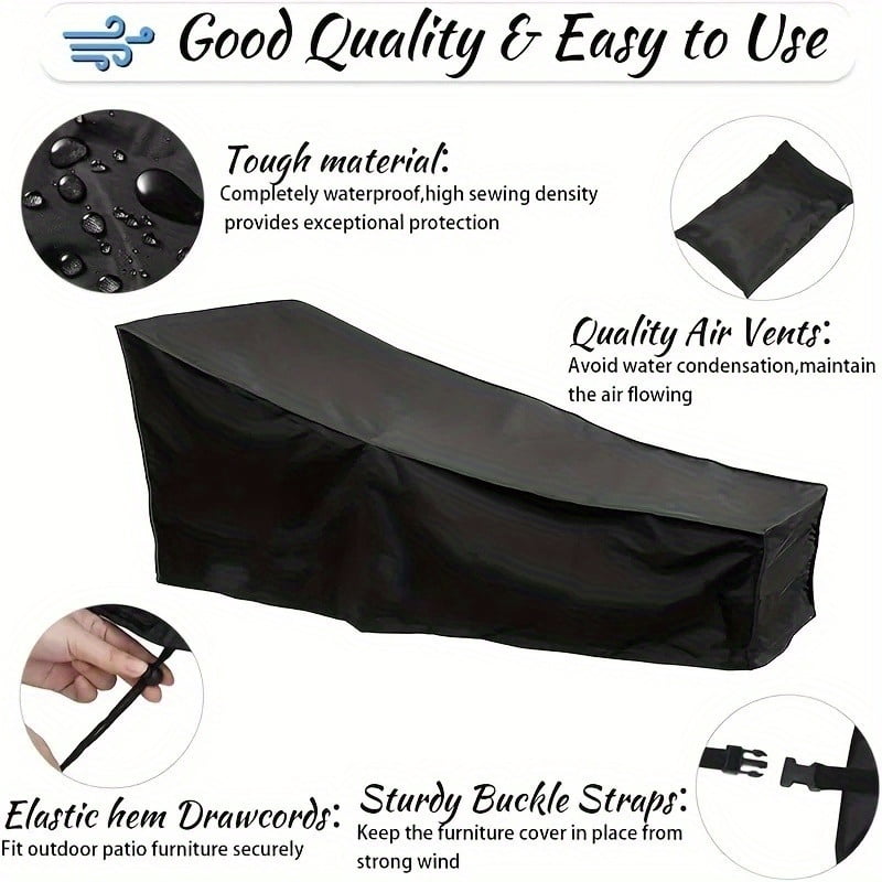 2Pcs Chaise Lounge Cover, Patio Furniture Covers, Waterproof UV Resistant Outdoor Lounge Chair Covers with Air Vent, Heavy Duty