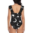 thumbnail image 6 of Yiaed Crescent and Stars Print Women's Ruffled One Piece Swimsuit V Neck Swimwear Slimming Monokini for Woman-X-Large, 6 of 8