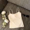 thumbnail image 6 of Rhuody Tank Tops Women Crewneck Spaghetti Strap Slim Fit Built In Bra Camisole Short Length Seamless Layering Shirts Versatile Clothes 3Xl Black, 6 of 7
