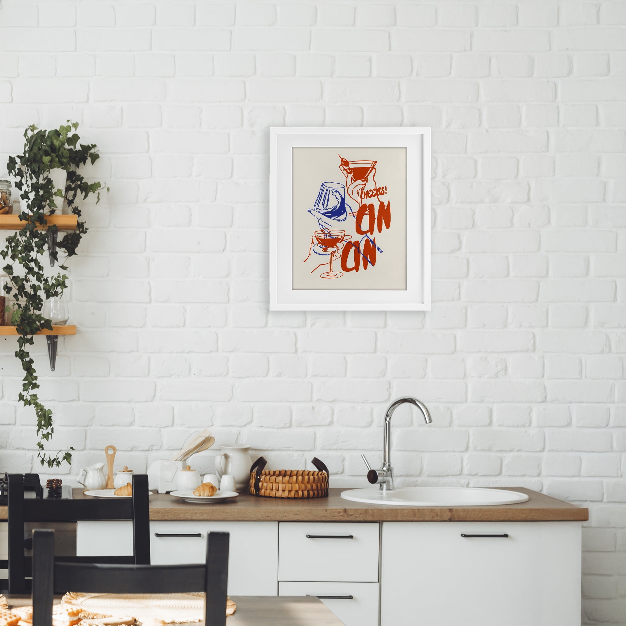 Stupell Industries Retro Cheers Cocktail Toast White Framed Print Under Glass, design by The Prints Vibe