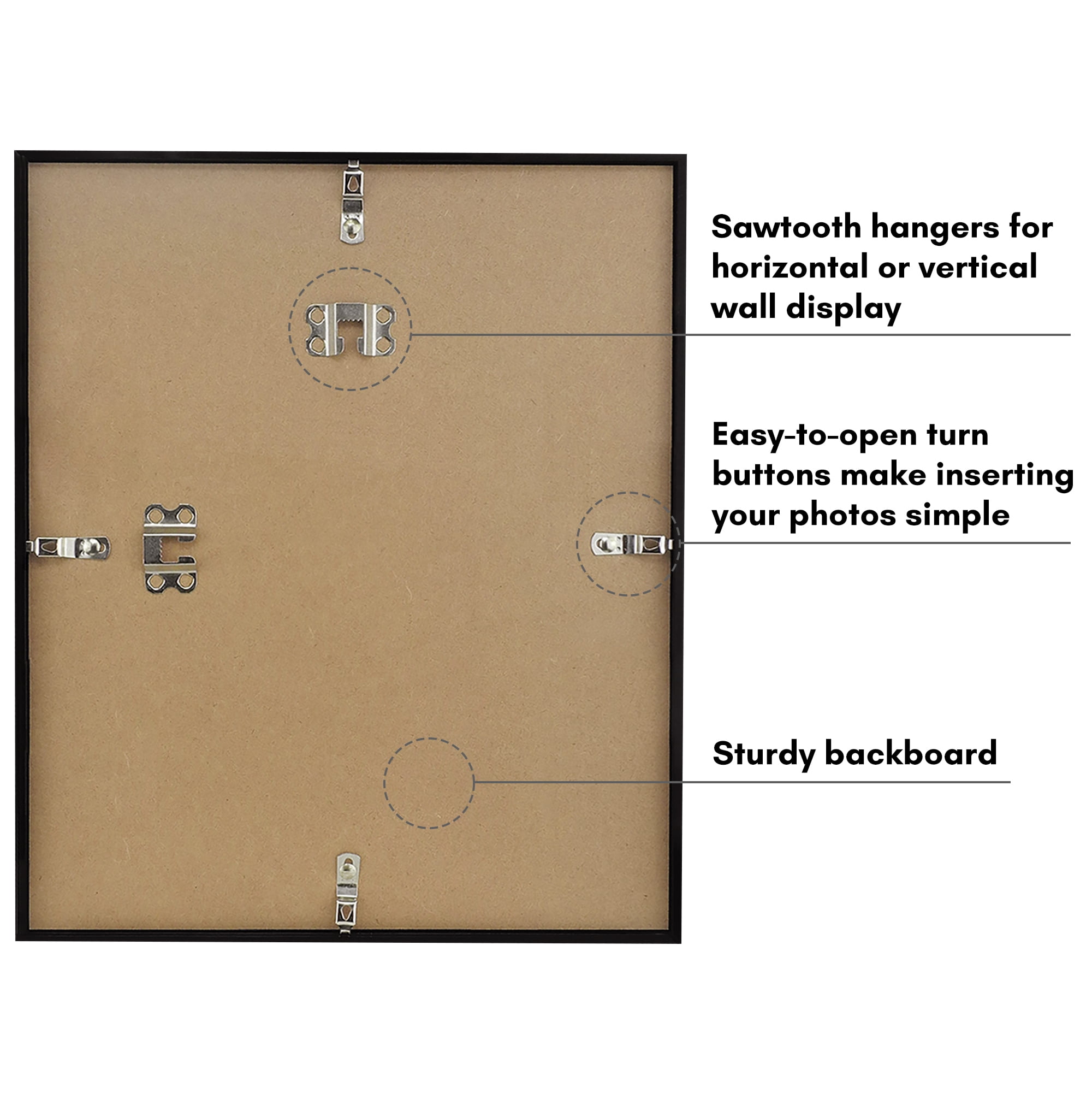 Americanflat 11x13 Picture Frame with Shatter-Resistant Glass Streamline Collection Thin Border Wall - Black