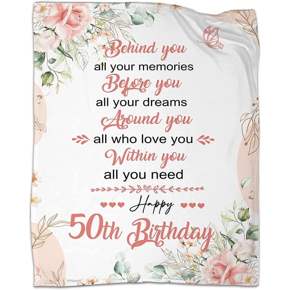 50th Birthday Gifts for Women 50th Blanket for Women Mom Female Teacher All Season 50 x 60 Inch