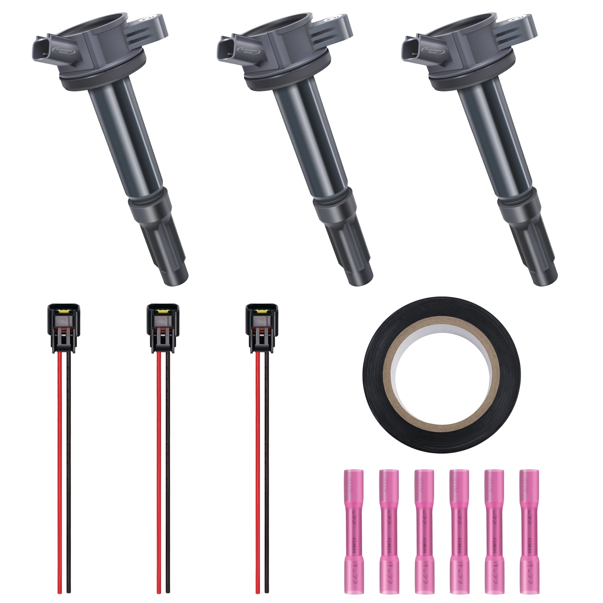 Performance Master Set of 3 Ignition Coils & Pigtail Connector Wiring