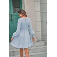 thumbnail image 4 of Femmes 2023 Décontracté Manches Longues Col Rond Élastique Taille Fluide Étagé Mini-Robe, 4 of 6