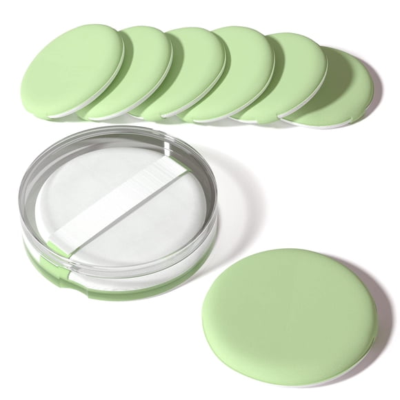 MOHOPE 8 esponjas de maquillaje con cojín de aire para base con caja portátil | Esponja mezcladora sin látex para base y polvo en crema líquida | Soplo de polvo redondo | Césped