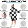 thumbnail image 5 of Black and White Checkered Pattern Wearable Oversized Blanket,Wearable Blanket Hoodie for Adults,Cozy Hooded Blankets with Super Pockets,Super Warm Fuzzy Pullover for Women & Men, 5 of 6