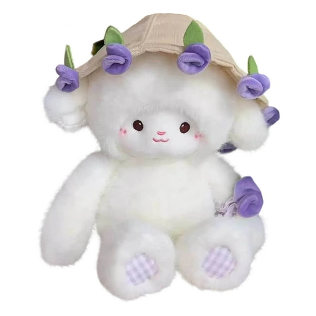 Almohada De Ovejita Muñeco de peluche con forma de cordero, ideal para decorar y como muñeco de peluche con forma de ramo de rosas (1 unidad, 30 cm, morado) Rkxzt