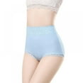 thumbnail image 2 of Miyanuby Womens Hi-Waist Underwear Cotton Briefs Lace Bikini Panties for Women Undies Hipster Stretch, Blue, L, 2 of 6