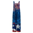 thumbnail image 4 of Wiyuqeen Womens American Flag Linen Overalls Vintage Stars Striped Linen Jumpsuits Sleeveless Bib Romper Long Pants 4th of July Jumpers, 4 of 8