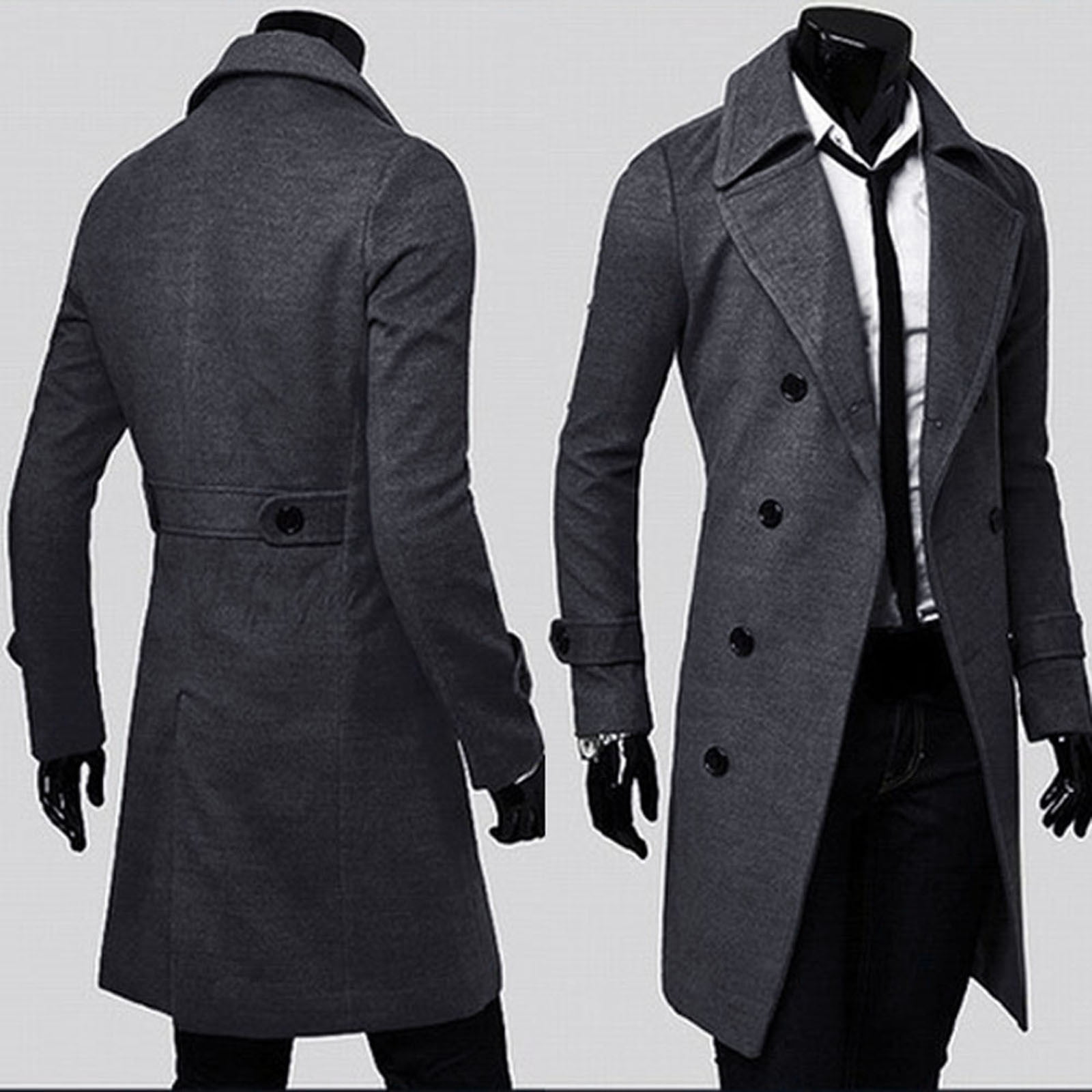 YODETEY Winter Men Slim Stylish Trench Coat Double Breasted YODETEY Winter Men Slim Stylish Trench Coat Double Breasted