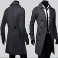 thumbnail image 6 of Men's Tops Long Sleeve Shirts Winter Men Slim Stylish Trench Coat Double Breasted Long Jacket Coat Gray qILAKOG Size XXL, 6 of 7