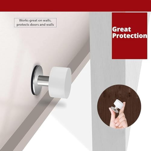 Door Stoppers,2PC Door Stop Wall Protector, Door Stoppers for Bottom of Door with Self Strong Adhesive,for Home & Office Use（Black Door Stopper）