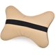 thumbnail image 3 of Dsstyles Almohada para el cuello del automóvil 2 piezas Almohada de viaje de cuero de la pu para el reposacabezas Soporte para el cuello para el asiento del automóvil (beige). Afortunado Sencillez, 3 of 5