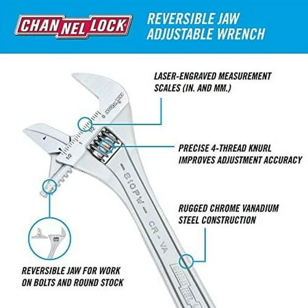 

810PW 10 Reversible Jaw Adjustable Wrench/PIPE Wrench Chrome