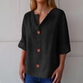 thumbnail image 2 of Lixiuxyad Womens Solid Color T Shirts Women's V Neck Button Down Shirt Casual Blouse For Daily Wear And Spring Summer Fall Tops Loose Fit Comfortable Button Up Shirt With Classic Design, 2 of 5