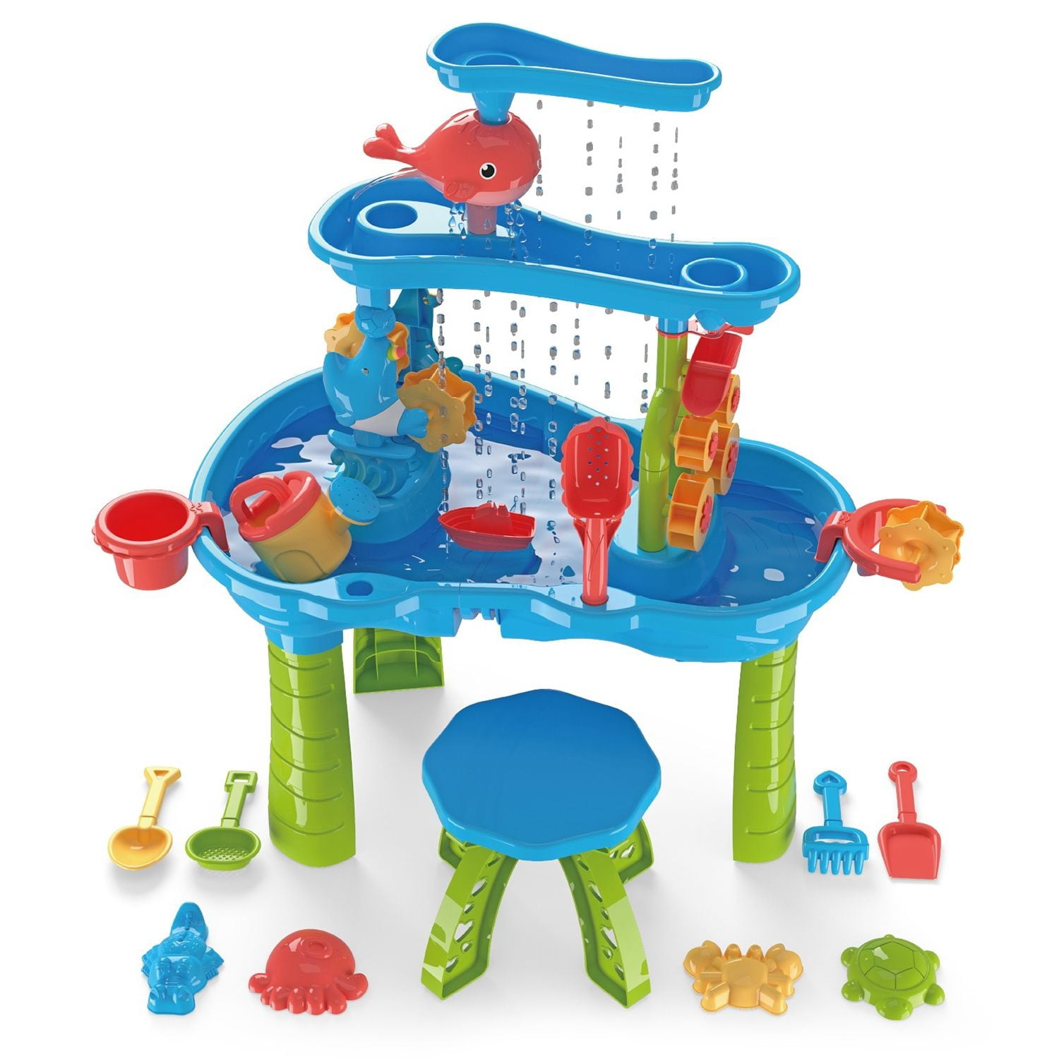 Kid Sand Water Table Toddler Water Activity Table Rain Showers Play Table Toy for 3-6 Years Old Sensory Exercise Friendship Building