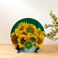 thumbnail image 6 of Picia Sunflowers in Bucket Pattern Bone China Decorative Plate – Wall Decor with Stand and Adhesive, Elegant Ornament for Living Room, Office, or Entryway-6in, 6 of 6