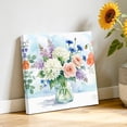 thumbnail image 2 of Canvas Wall Art Hydrangea Flowers Lavender Rose Canvas Art Print Bouquet Farmhouse Pictures Wall Decor for Living Room Bedroom Artwork Decorations Stretched Framed Ready to Hang 16"x16", 2 of 9