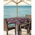 thumbnail image 3 of Fsddascl Red Navy Blue Outdoor Tablecloth - 54x54 Inch Square Dining Table Cover, Morocco Modern Geometric Ethnic Art Waterproof Outdoor Table Cloth with Umbrella Hole & Zipper for Picnic/Patio, 3 of 7