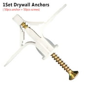 100pcs Expansion Drywall Anchor Kit With Screws Self Drilling Wall Home Pierced