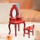 thumbnail image 4 of Juego de tocador en miniatura a escala 1/12 con taburete y cajón, acabado exquisito. Rojo, 4 of 8