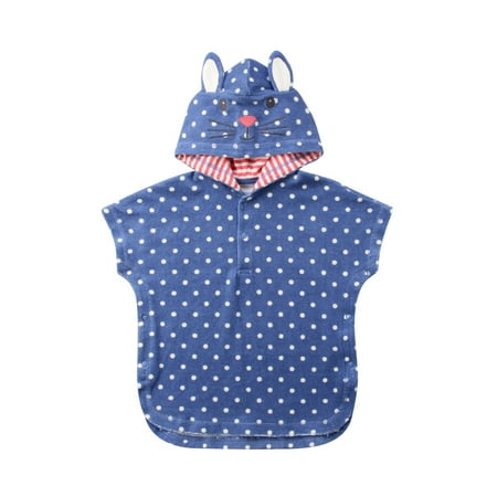 

Canrulo Toddler Baby Boy Girl Hooded Bath Towel Poncho Swim Pool Beach Wear Kids Bathrobe Cartoon Towel Blue 3-4 Years