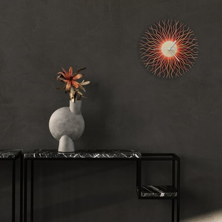 Ardeola - Radium Red - 11.5 in Analog Battery-Powered Architectural Radial Wall Clock