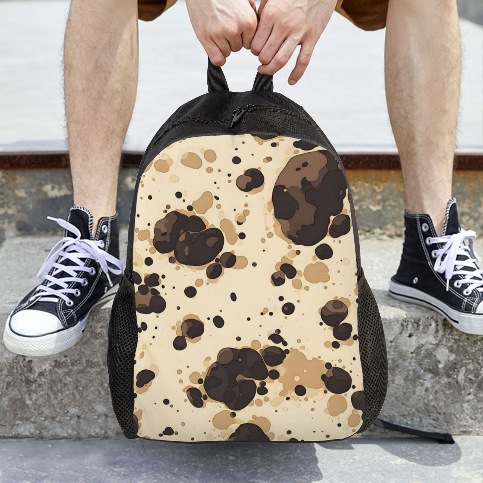 Single Side Full Backpack 16.1×11.8×4.5in Large Capacity Breathable Shoulder Belt Leisure Simple And Strong Bearing Capacity Milk Cow Print Style Sienna_1