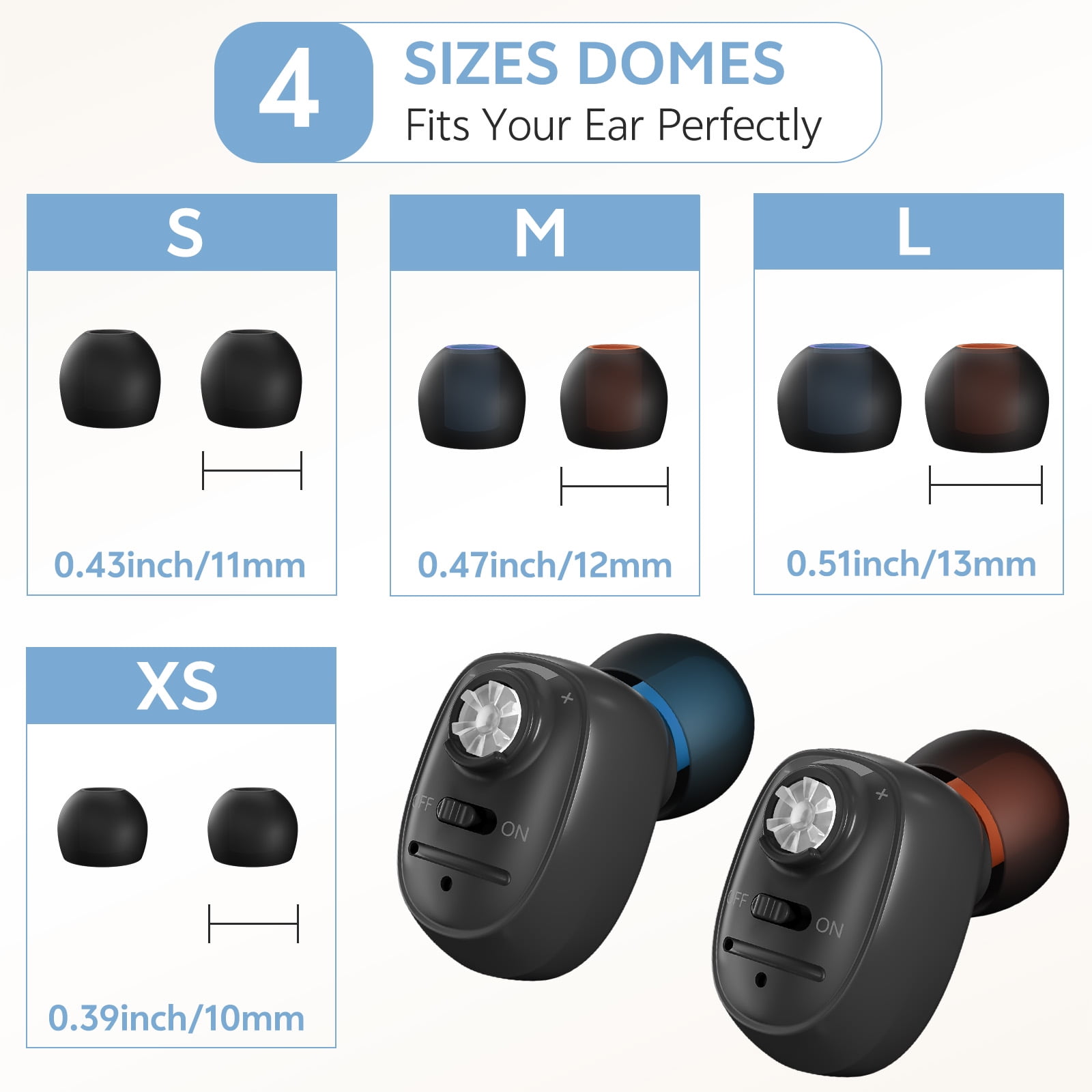Delmicure Hearing Aids for Seniors Rechargeable with Noise Cancelling, Invisible, VHP-1607, Pair, Black
