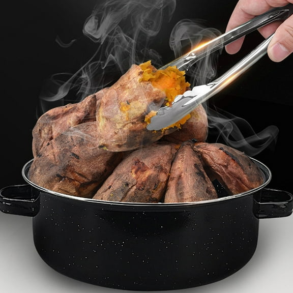 UPOUART Cast Iron Round Roasting Pan with Heat Retention, Black Cookware for Oven and Stove Use