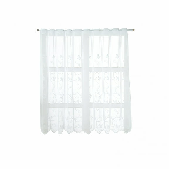 AUQ Sheer Voile Curtain Valance,Floral Lace Valance for Kitchen Bedroom Living Room Basement Window Decor,Rod Pocket Short Curtain Window Valances,1 Panel,24"X29"