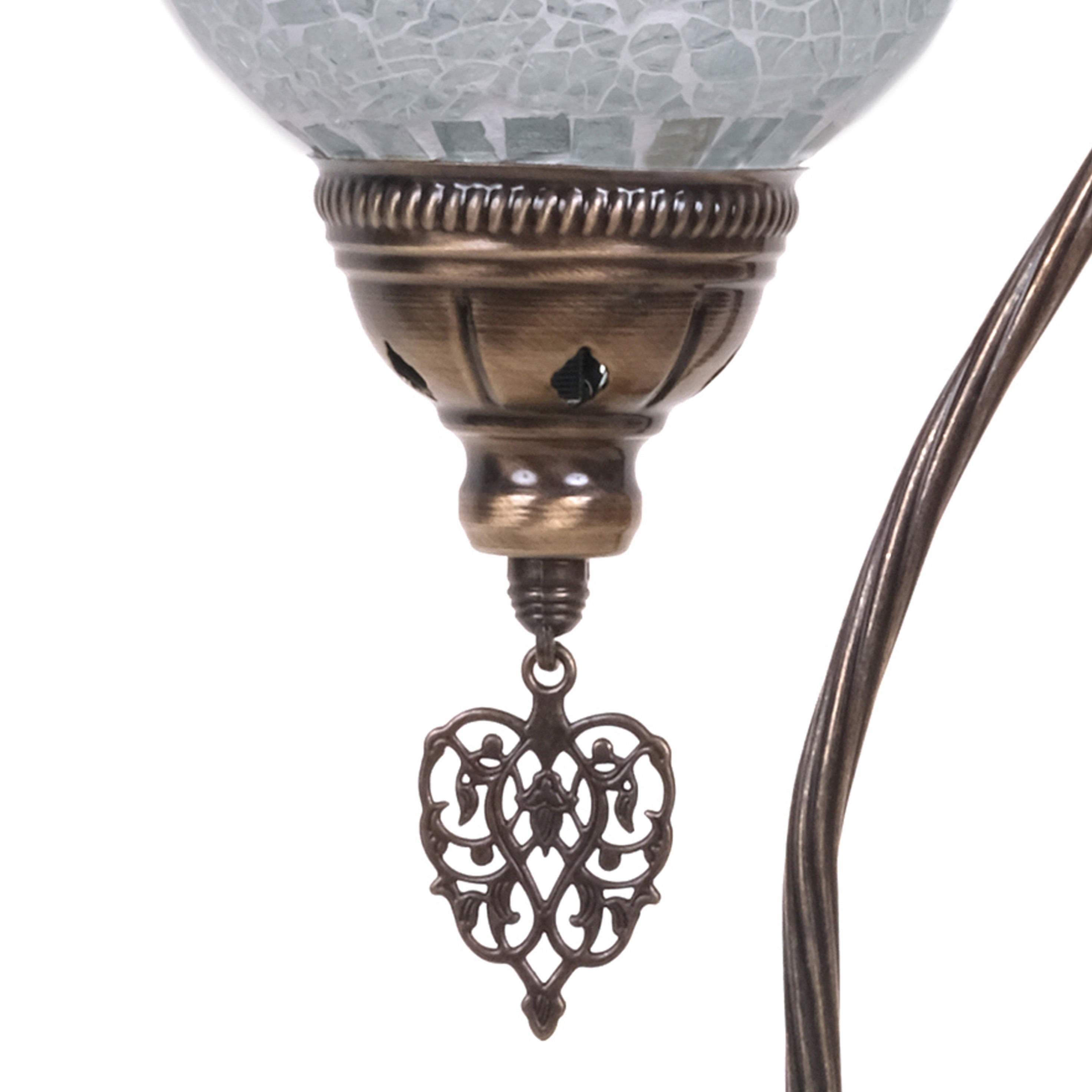 Asylove Mosaic Moroccan Swan Lamp, Turkish Tiffany Lamp, Decorative Table Lamp, Globe Desk Lamp, Authentic Lighting, Made in Turkiye, 5 inch Size Spheres, Lamp Dimensions 18.5 x 9 Inch