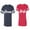 Men Navy / Women Red, variant on Groom BrideUnisex Couple Matching Cotton Jersey style T-Shirt Contrasting stripes on sleeves (Men Navy / Women Black) (Men S / Women S)