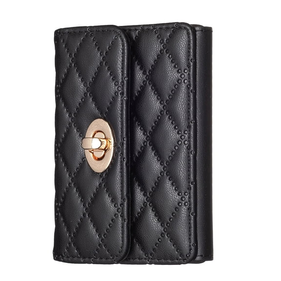 Feishell Phone Card Holder for Back of Phone,Luxury PU Leather Phone Wallet Stick On Self Adhesive,Metal Snap Credit Card Holder for Phone Case Compatible with Most Smartphones,Black