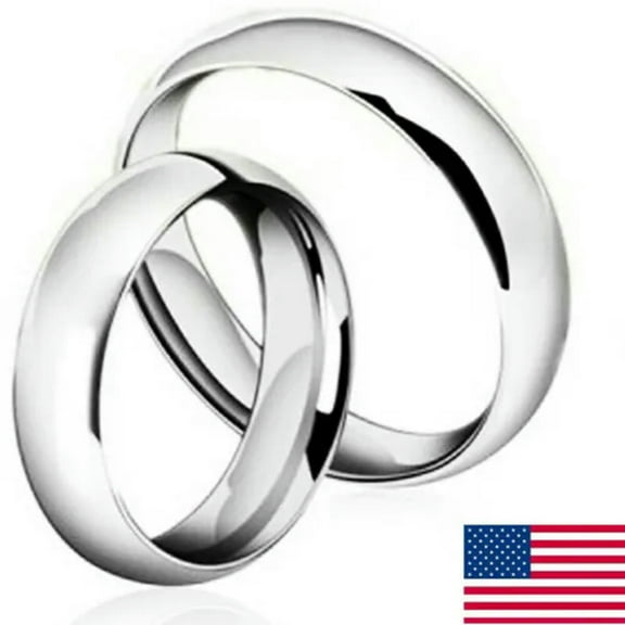 K-KED Unisex Stunning Stainless Steel Silver High Polished Wedding Band Ring USA.-8
