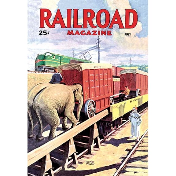 Railroad Magazine: The Circus on the Tracks, 1946 Fine art canvas print (20" x 30")