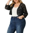 thumbnail image 5 of MODA NOVA Juniors Plus Size Lace Crop Shrug Cardigan Black 3X, 5 of 6