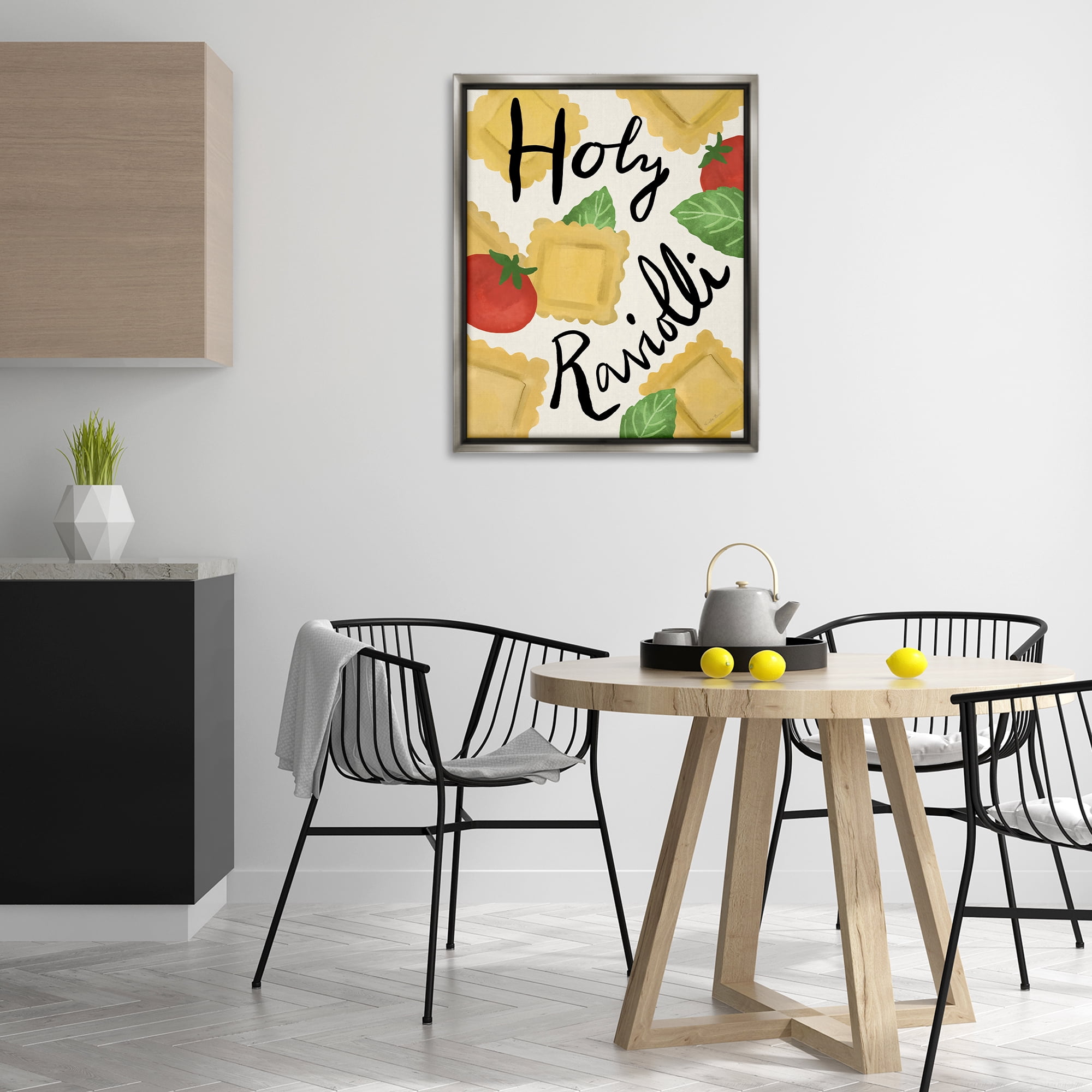 Stupell Industries Funny Holy Ravioli Food & Beverage Painting Gray Floater Framed Art Print Wall Art, 25 x 31
