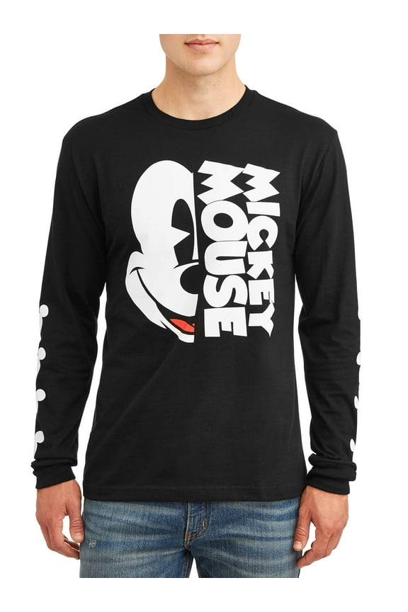 Men's Disney "Mickey Half Face" Mickey Mouse Long Sleeve Graphic Tee