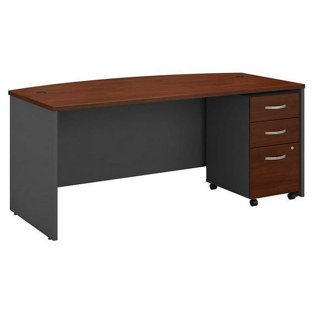 Series C 72"W Bow Front Desk with Mobile File in Hansen Cherry - Engineered Wood