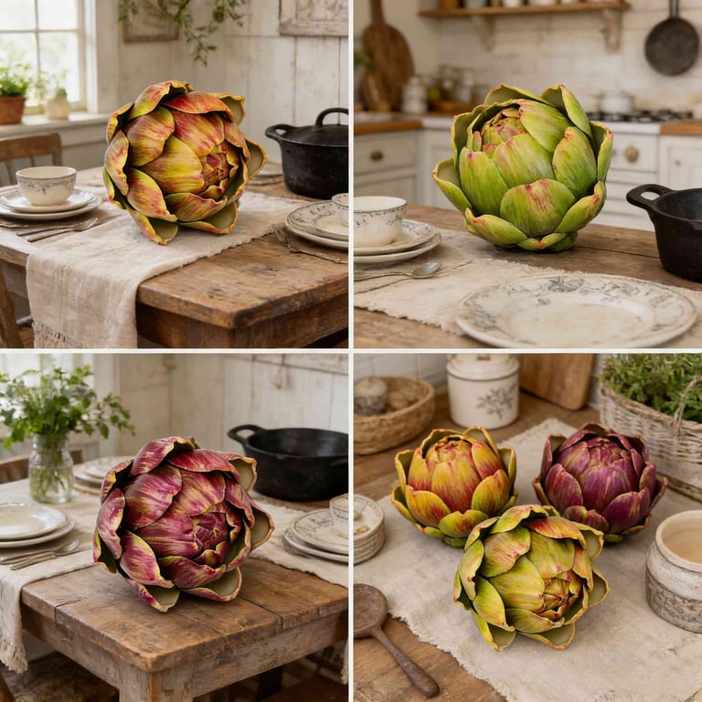 Trianu 3Pcs Large Faux Artichokes Decoration, 4.33
