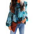 thumbnail image 2 of Camisa de poliéster Qarigey para mujer bohemia Azul XXL, 2 of 6