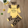 thumbnail image 2 of Newborn Infant Baby Girl Ruffle Little Miss Romper Bodysuit Floral Long Pants Headband Fall Outfit Clothes, 2 of 8