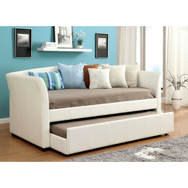 Furniture of America Jeanie Wood Daybed with Trundle, Twin, White