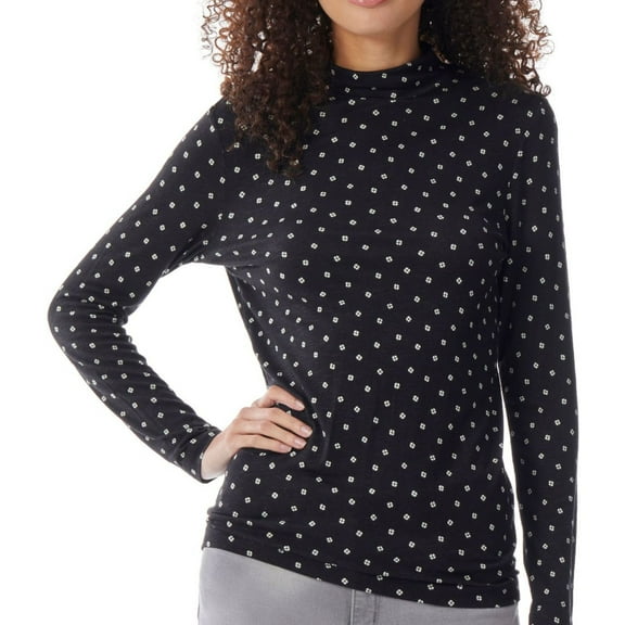 Jones New York Womens Polka Dot Basic T-Shirt, Black, Small